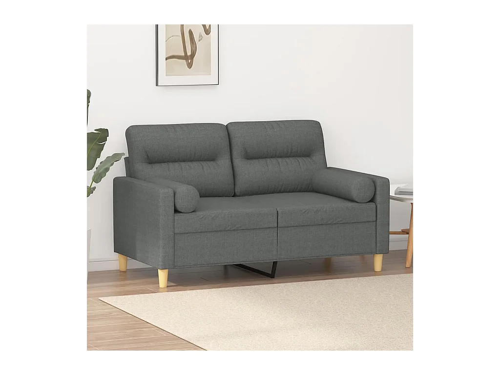 Canapé 2 places avec oreillers gris foncé 120 cm tissu