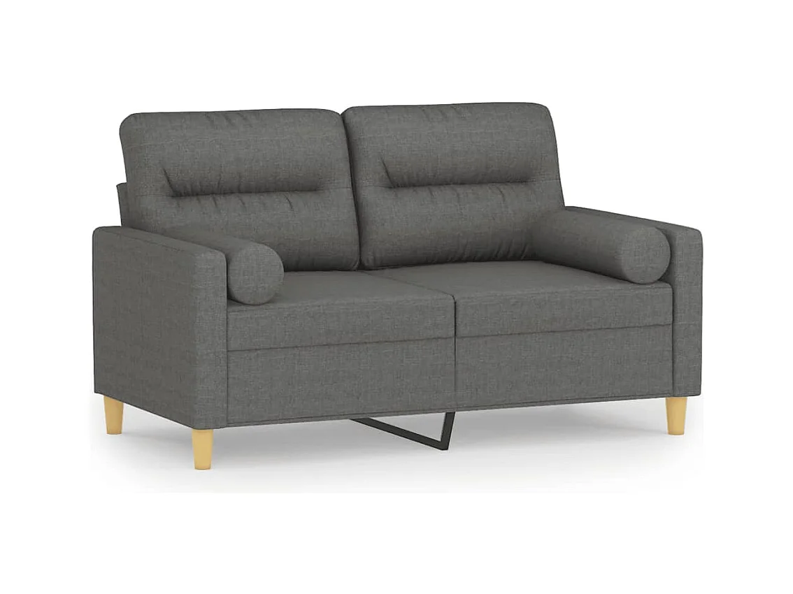 Canapé 2 places avec oreillers gris foncé 120 cm tissu