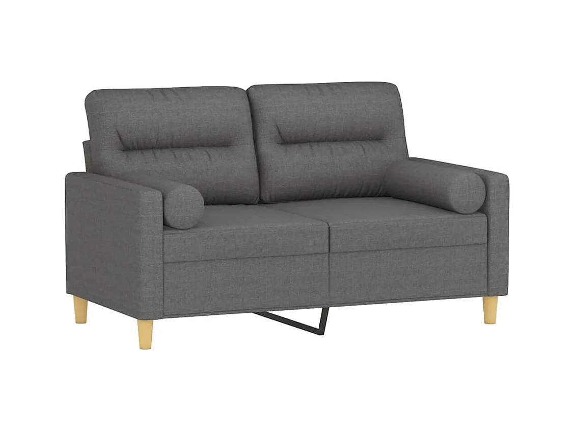 Canapé 2 places avec oreillers gris foncé 120 cm tissu