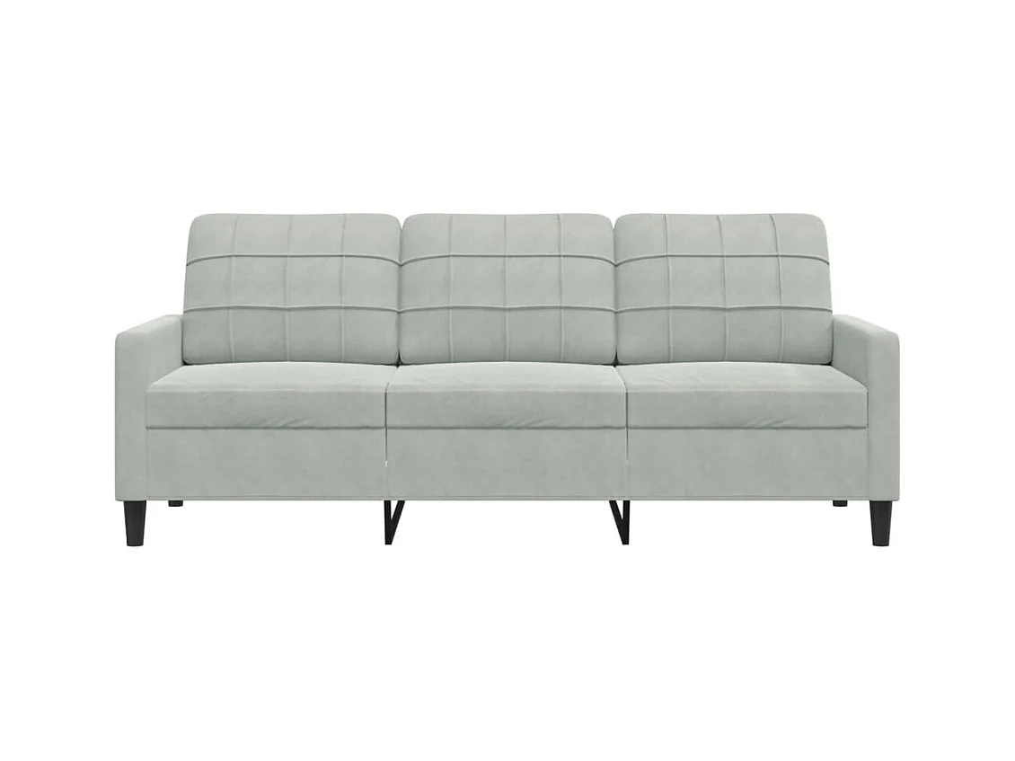 Divano 3 posti Grigio chiaro 180 cm Velluto