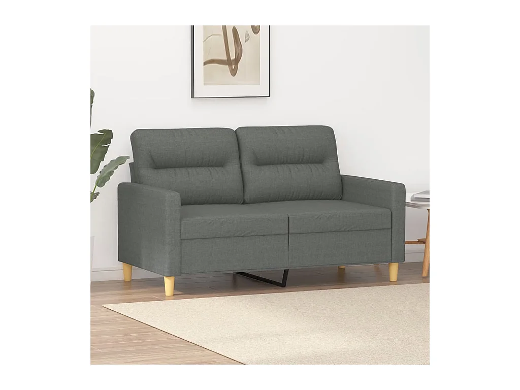 Canapé à 2 places Gris foncé 120 cm Tissu