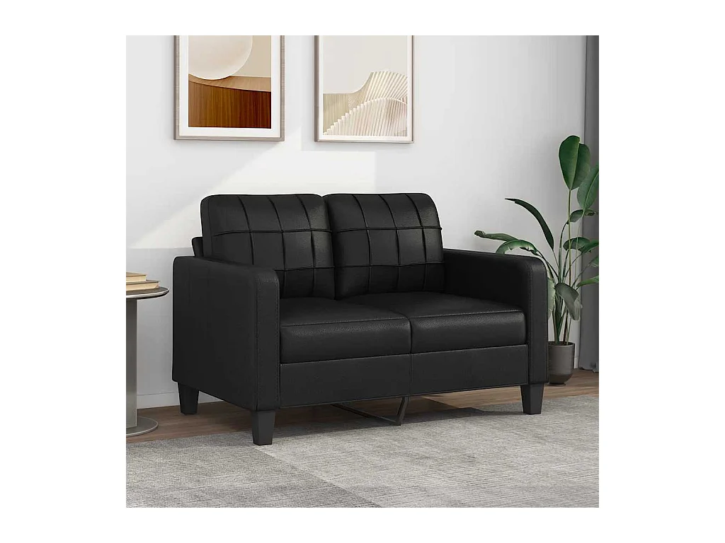 Divano 2 posti Nero 120 cm Similpelle