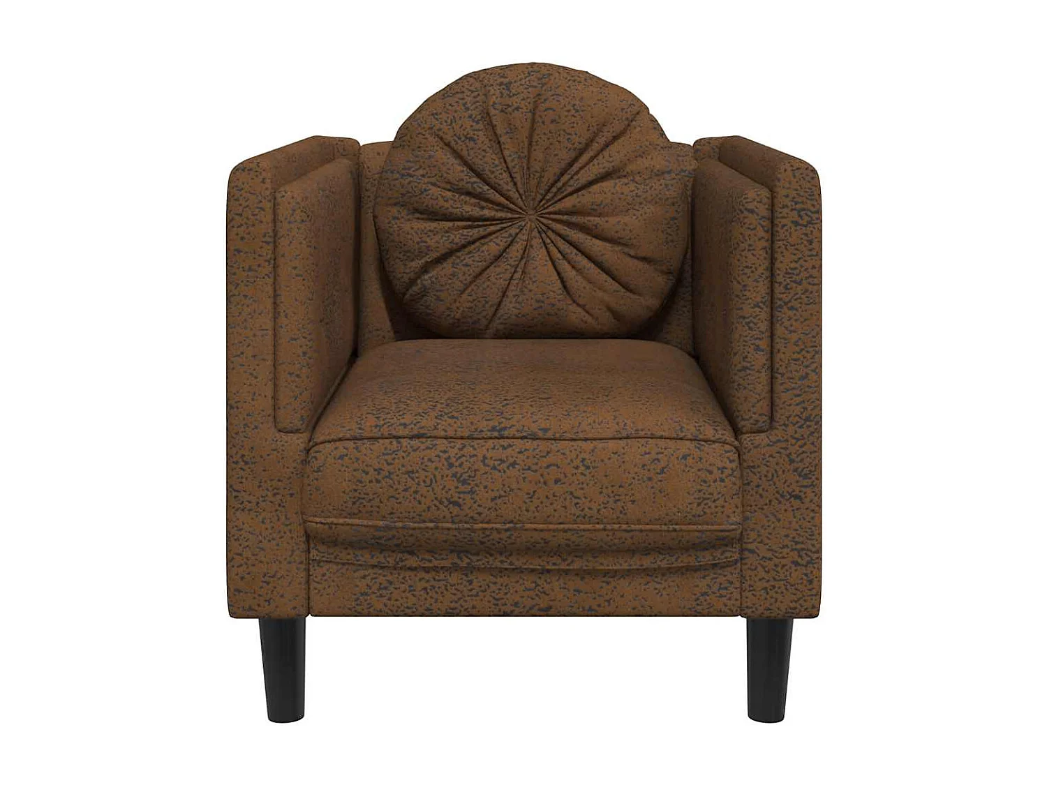 Sillón con cojín de piel sintética ante marrón