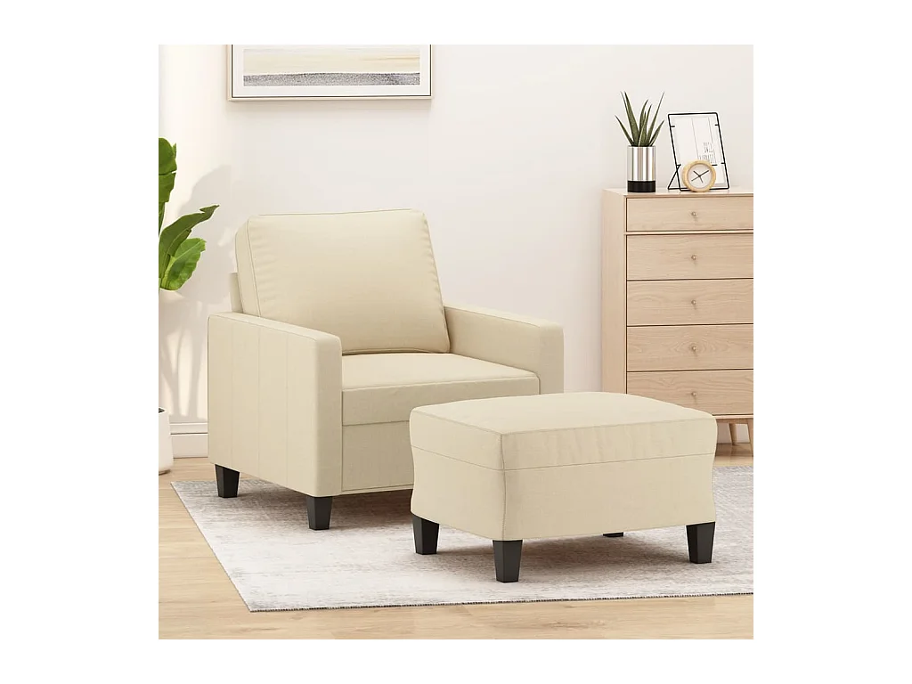 Fauteuil avec repose-pied Crème 60 cm Tissu