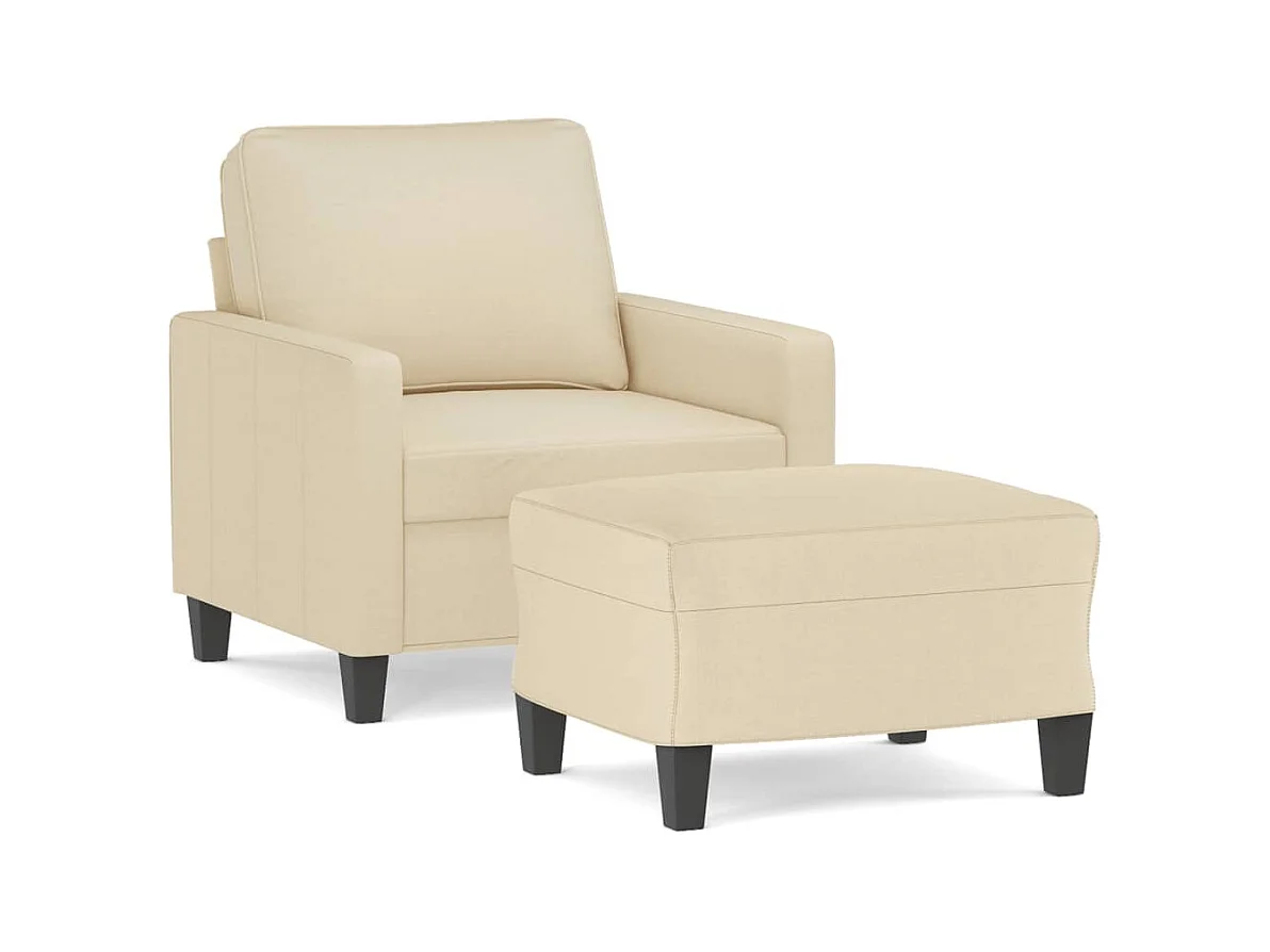 Fauteuil avec repose-pied Crème 60 cm Tissu
