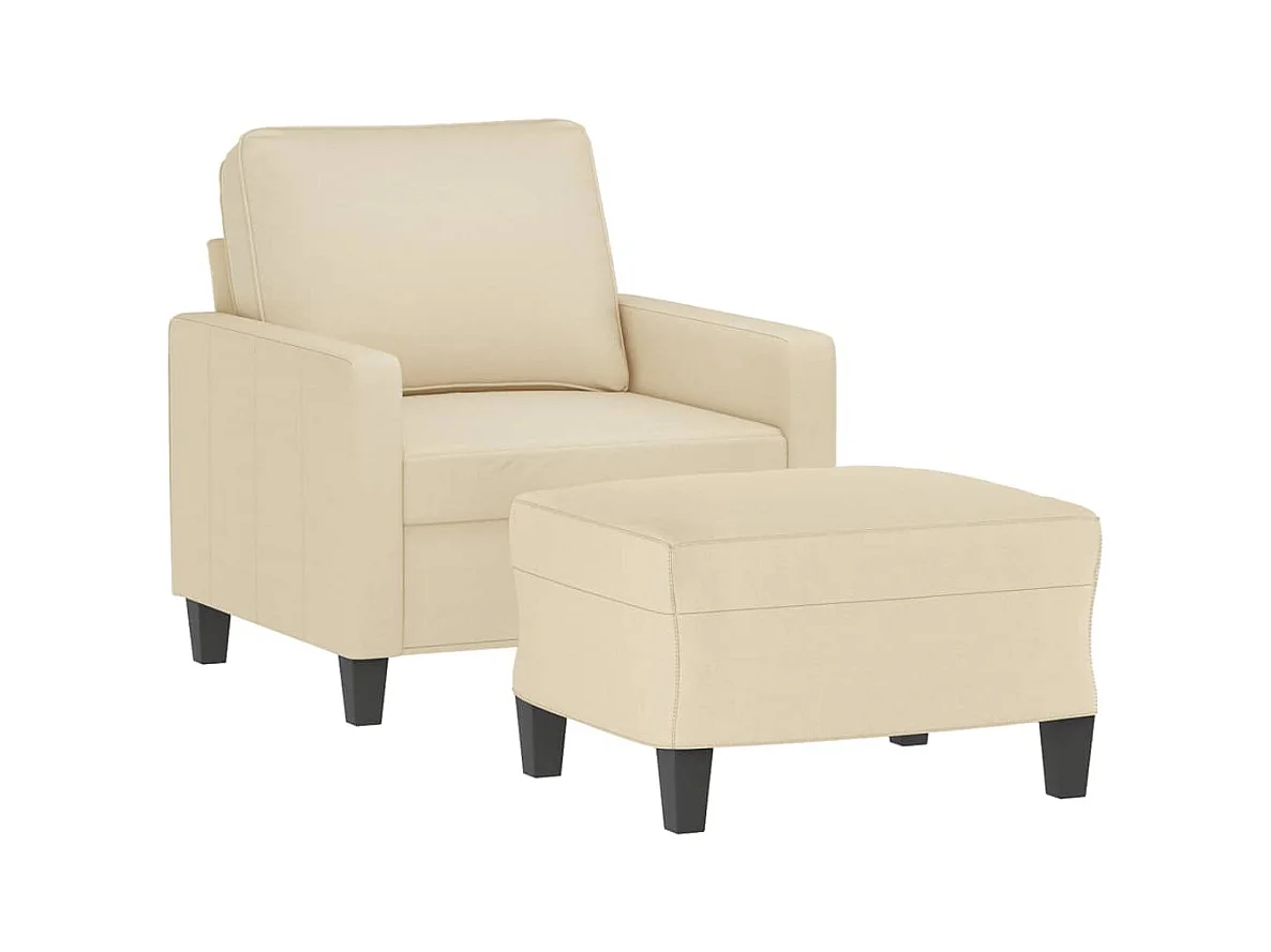 Fauteuil avec repose-pied Crème 60 cm Tissu