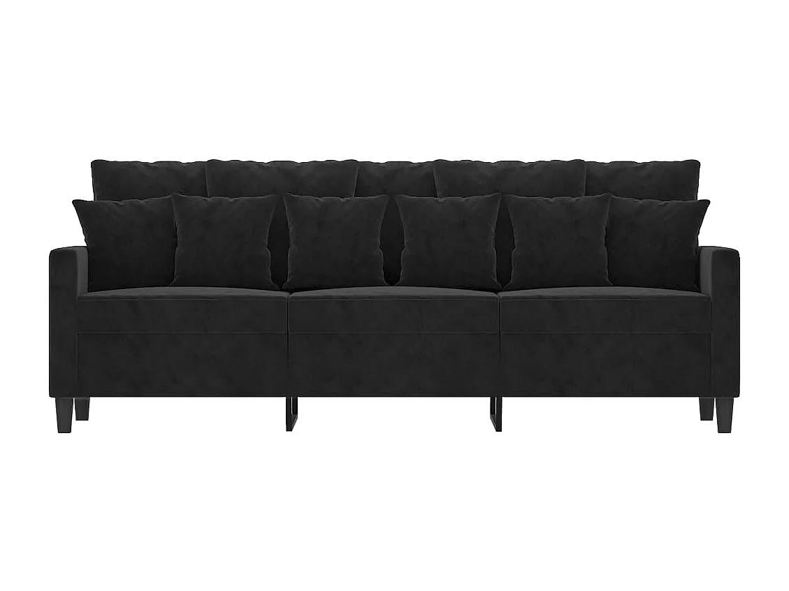 Sofá 3 plazas Terciopelo Negro 180 cm
