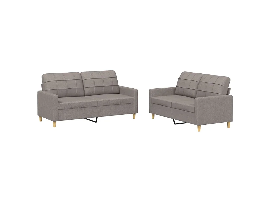 2-teiliges Sofaset mit Kissen, Taupe-Stoff