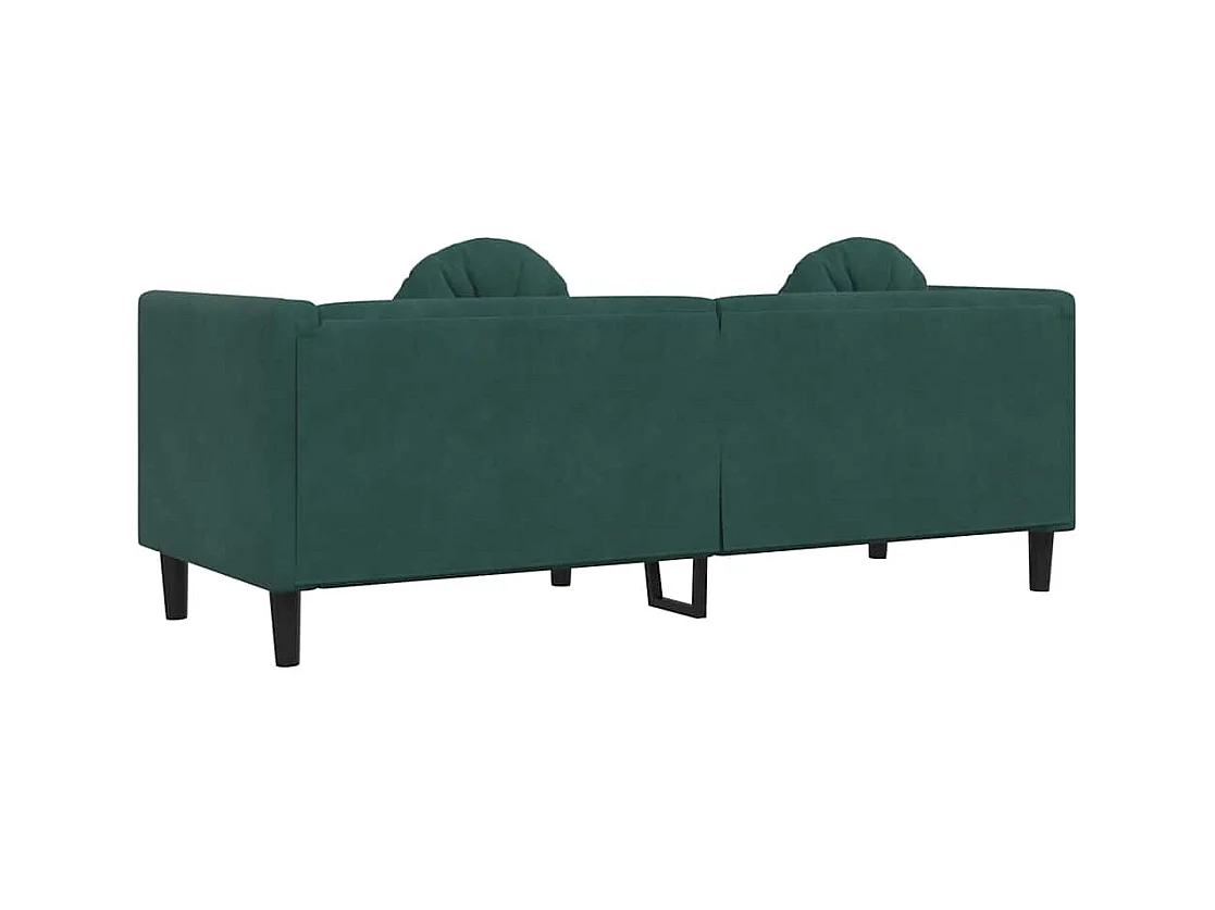 Donkergroene fluwelen 3-zitsbank met kussens