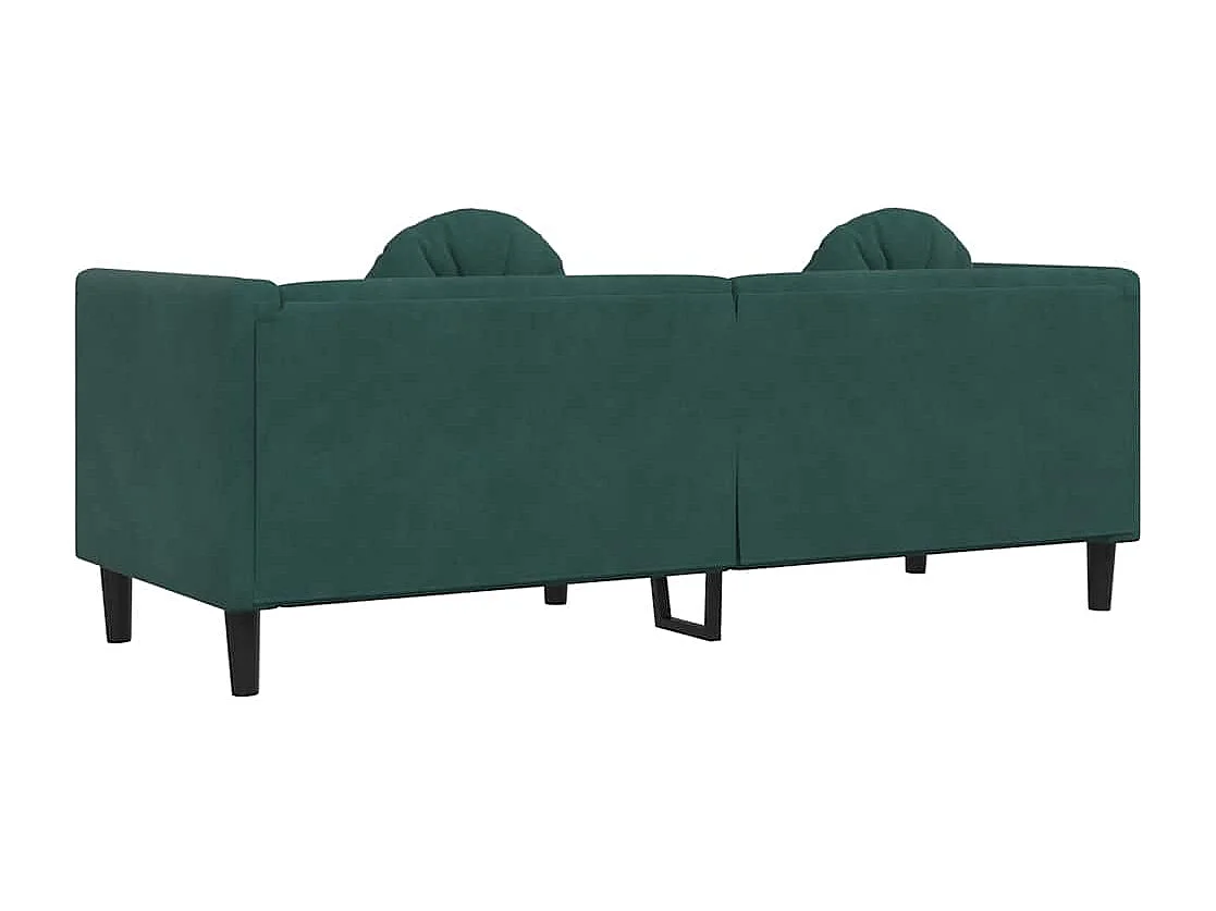 Sofá de 3 plazas de terciopelo verde oscuro con cojines