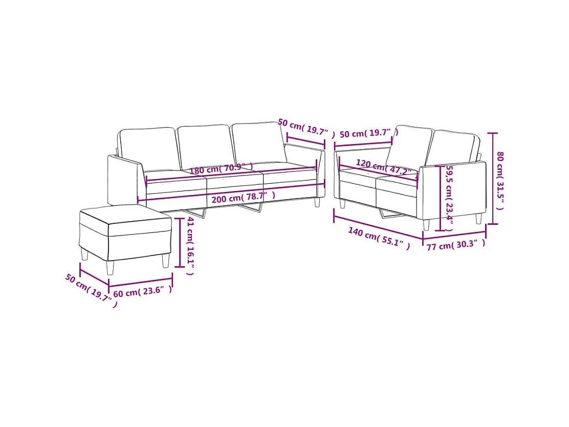 Set di divani 3 pezzi con cuscini in similpelle grigia