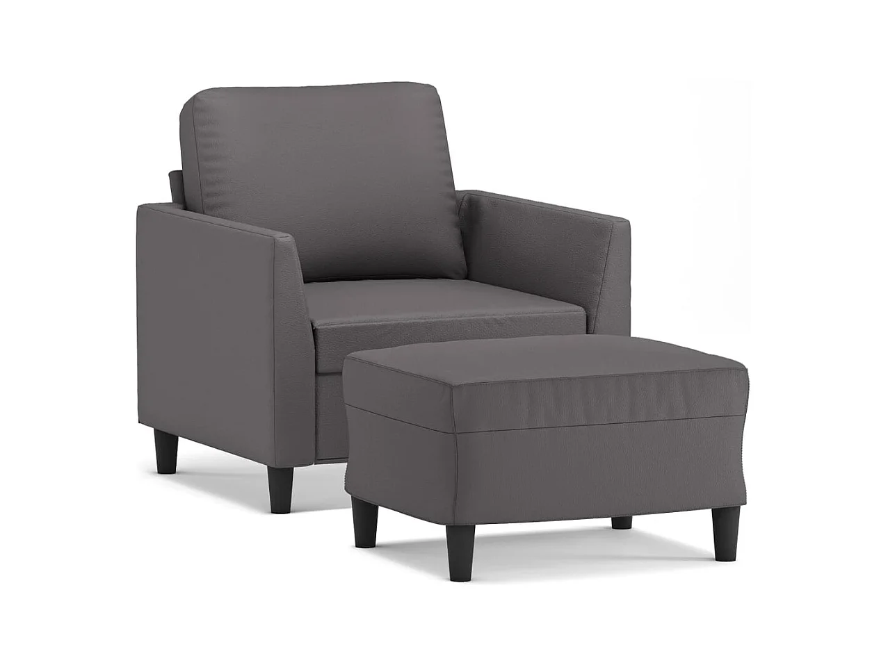 Fauteuil avec repose-pied Gris 60 cm Similicuir