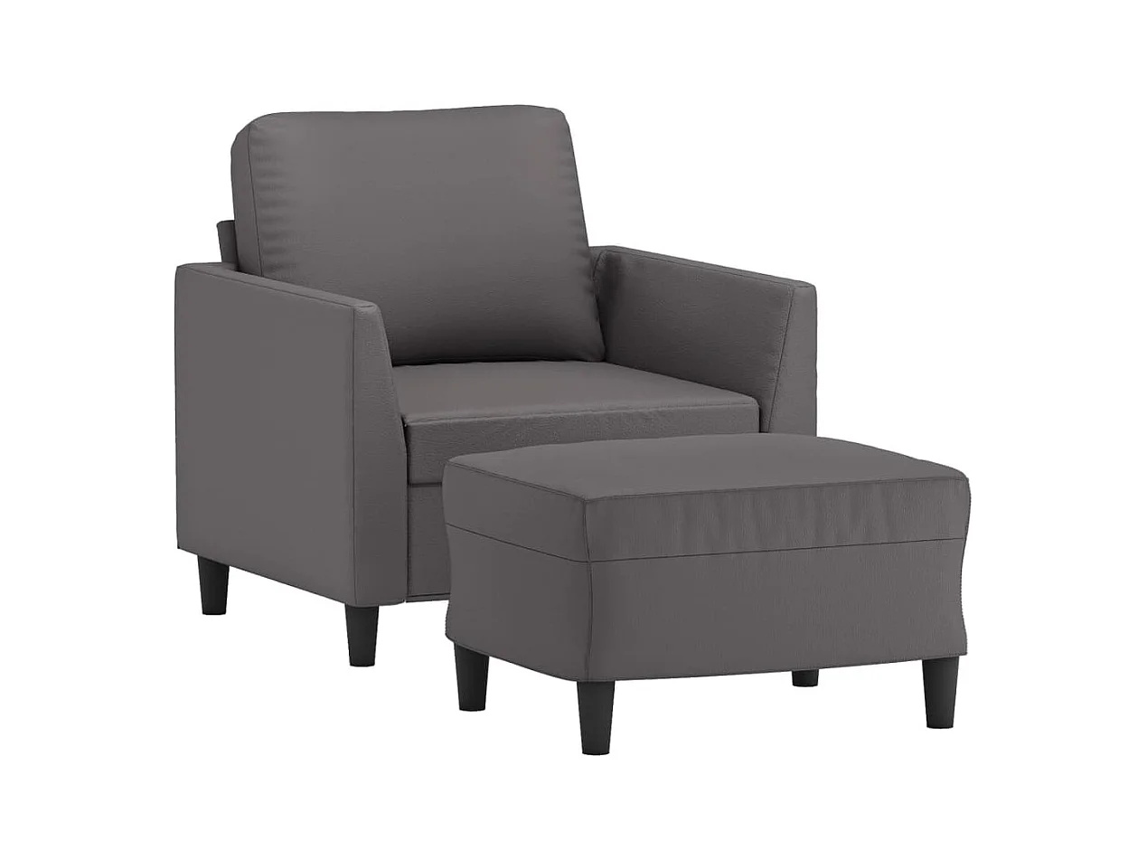 Fauteuil avec repose-pied Gris 60 cm Similicuir