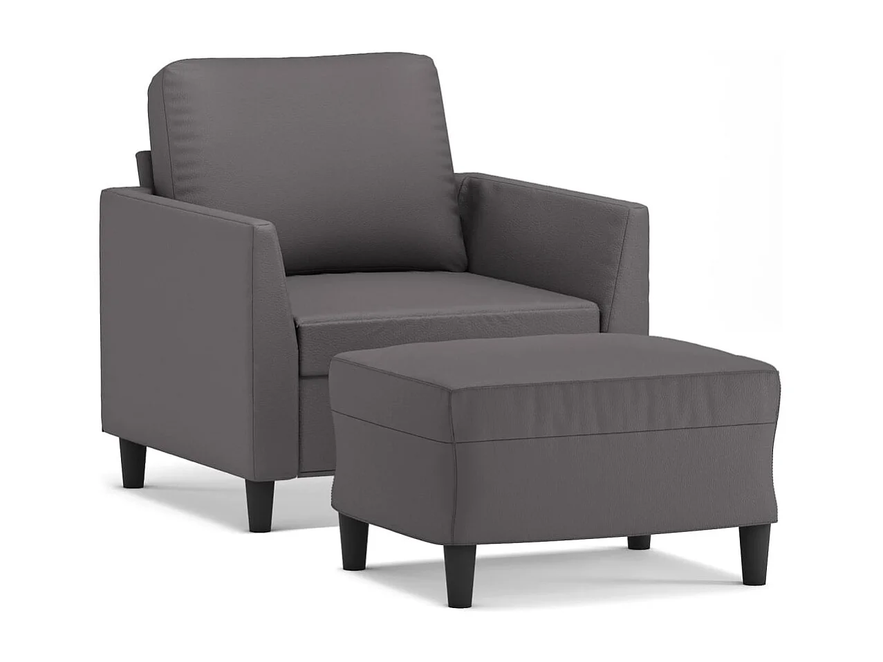 Sillón con reposapiés Gris 60 cm Piel sintética