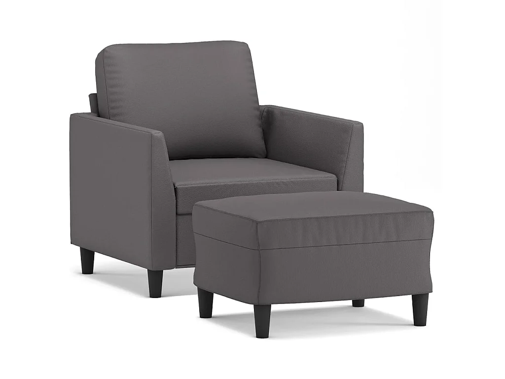 Poltrona con poggiapiedi Grigio 60 cm Ecopelle