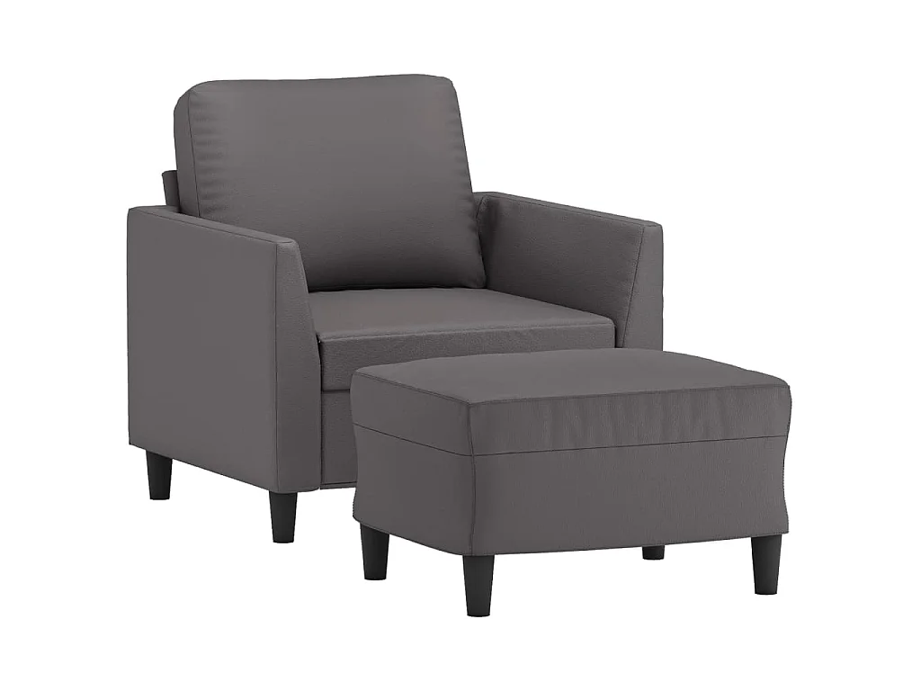 Poltrona con poggiapiedi Grigio 60 cm Ecopelle