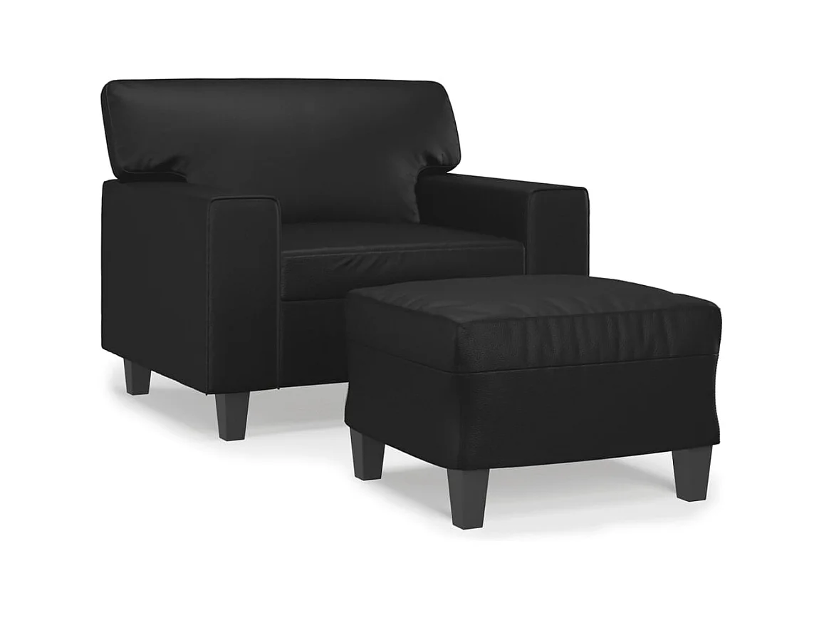 Sillón con reposapiés Negro 60 cm Piel sintética