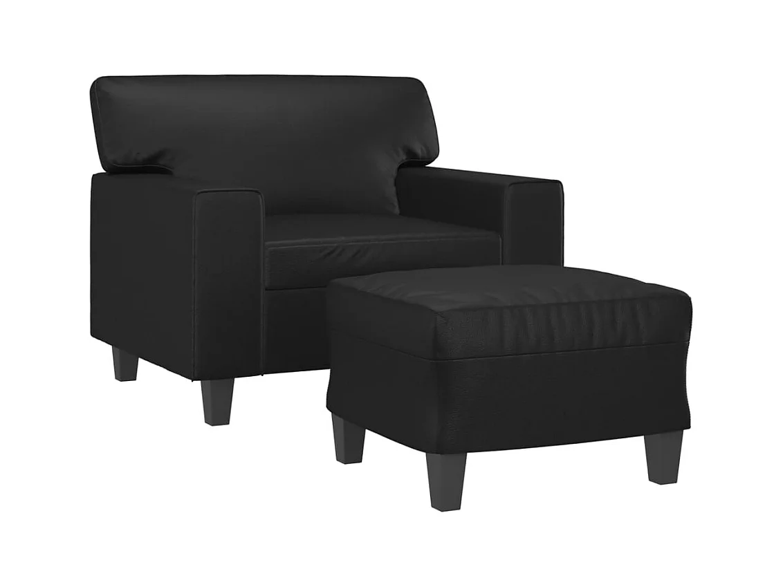 Sillón con reposapiés Negro 60 cm Piel sintética