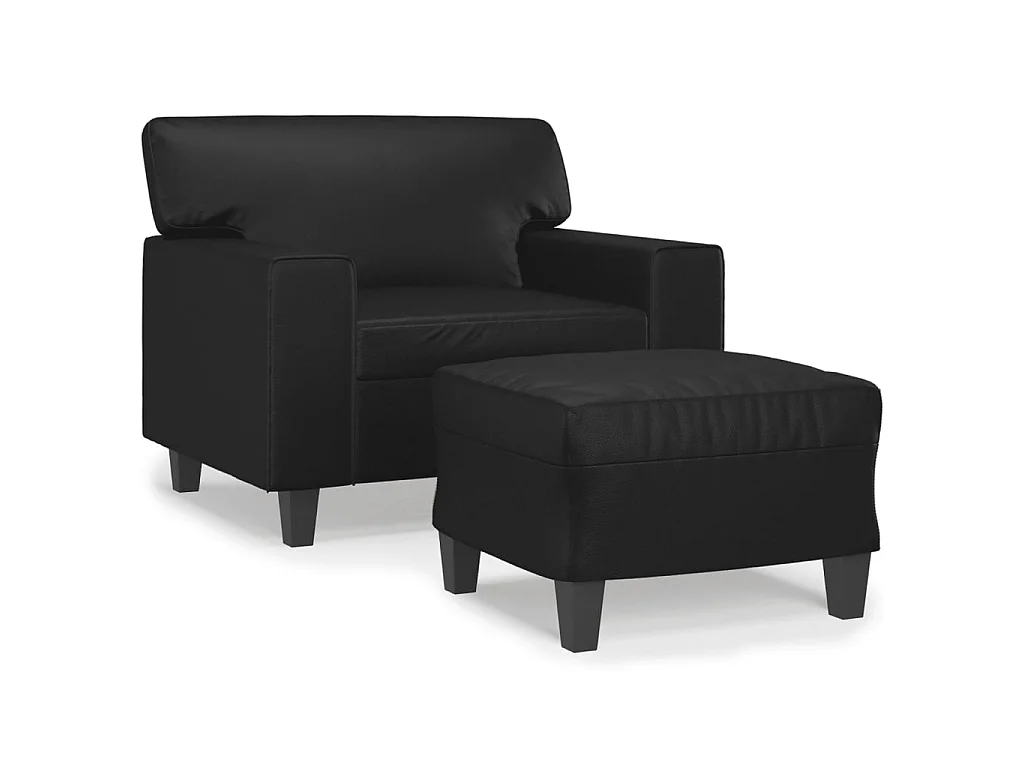 Fauteuil avec repose-pied Noir 60 cm Similicuir