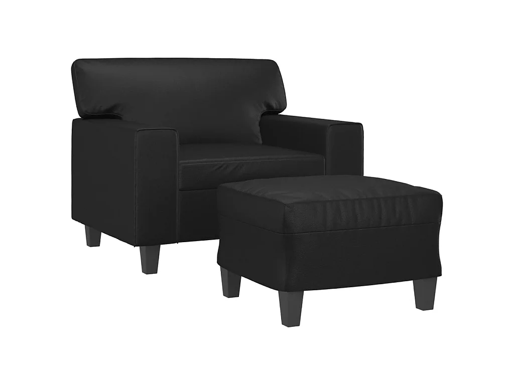 Fauteuil avec repose-pied Noir 60 cm Similicuir