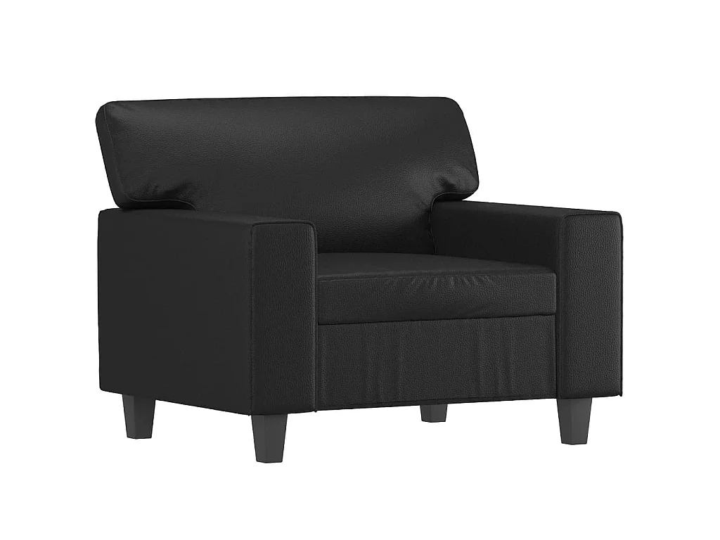 Fauteuil avec repose-pied Noir 60 cm Similicuir