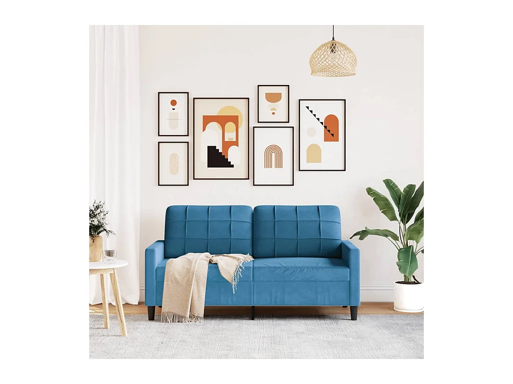 2-Sitzer-Sofa Blau 140 cm Samt