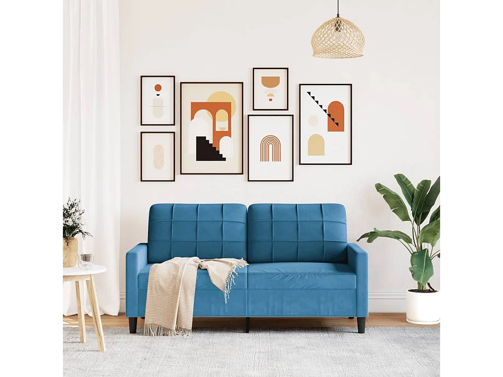 Sofá 2 plazas Azul 140 cm Terciopelo