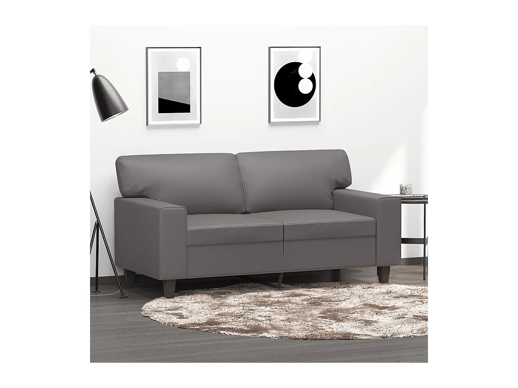 Canapé à 2 places Gris 120 cm Similicuir