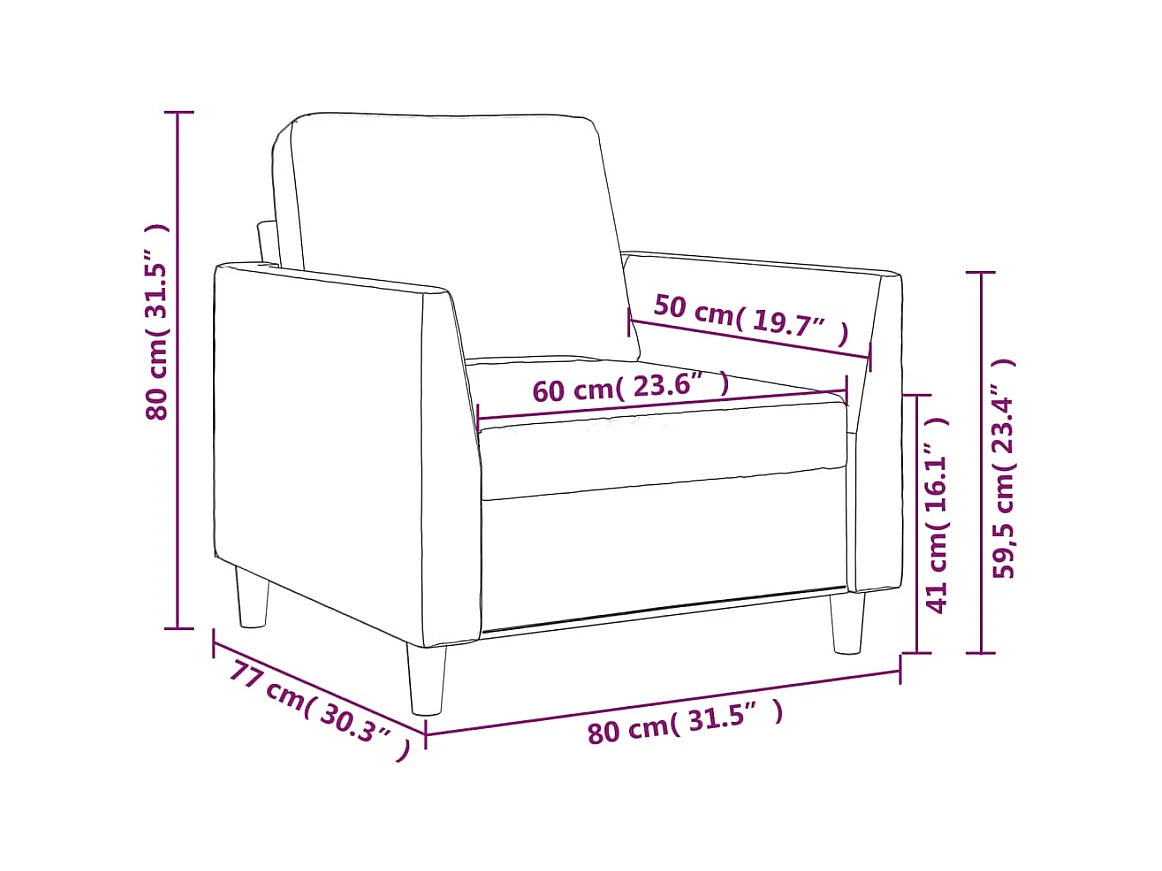 Fauteuil Gris 60 cm Similicuir