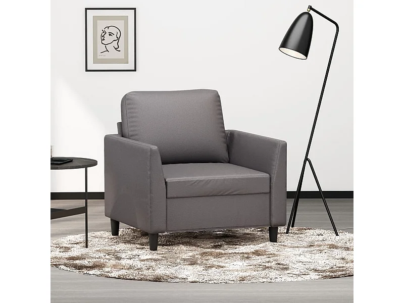 Fauteuil Gris 60 cm Similicuir