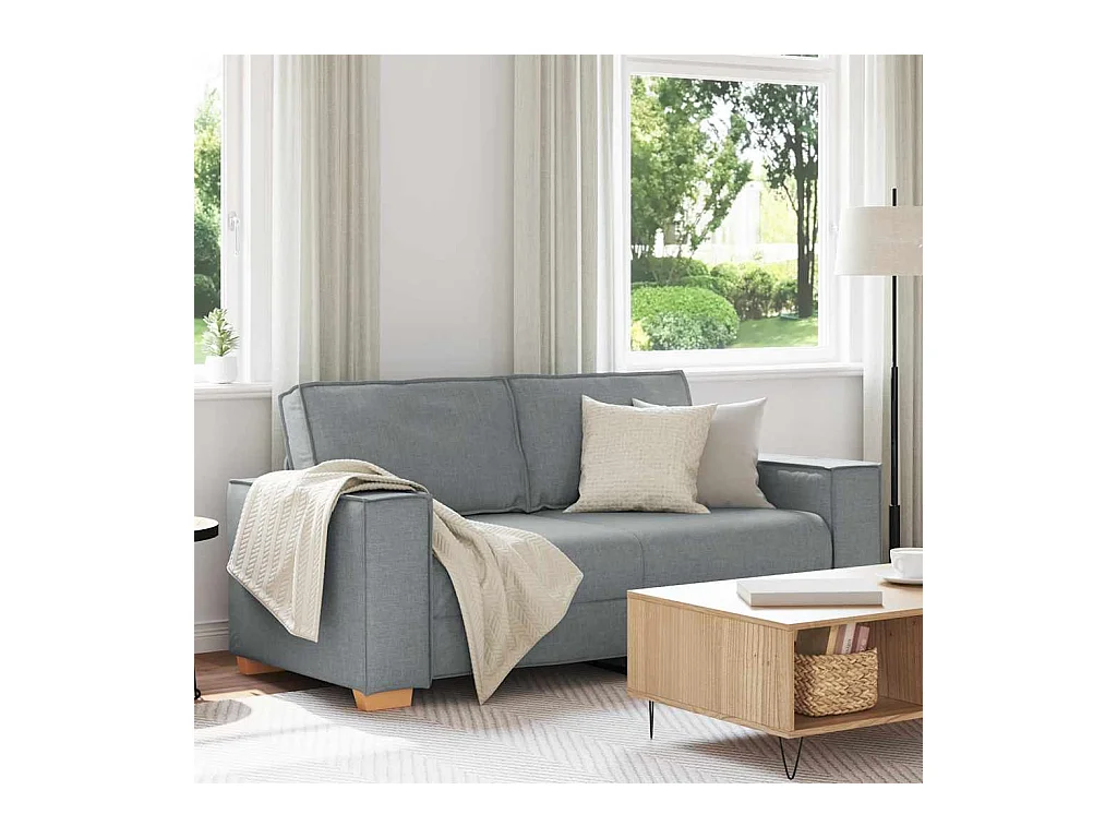 Canapé 2 places Gris clair 140 cm Tissu