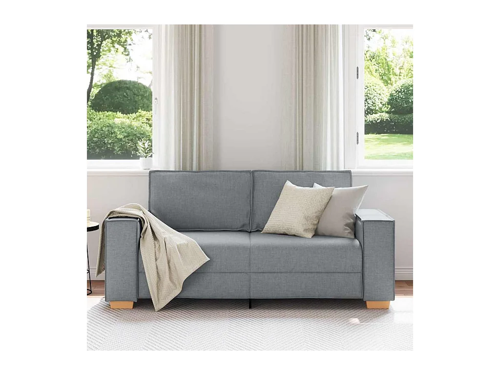 Canapé 2 places Gris clair 140 cm Tissu