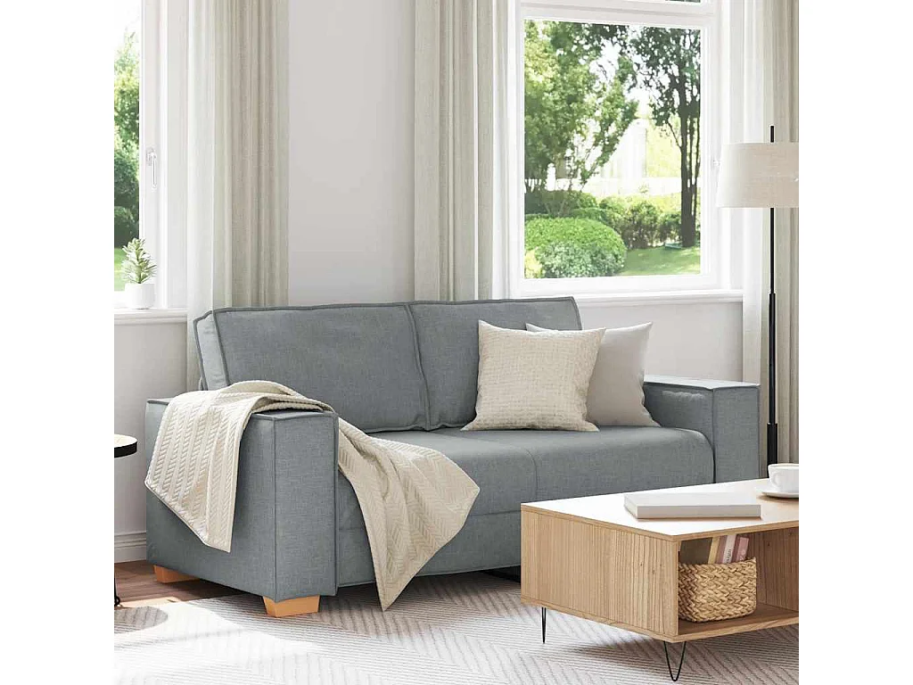 Sofá 2 plazas Gris claro 140 cm Tela