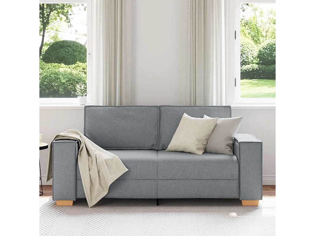 Sofá 2 plazas Gris claro 140 cm Tela