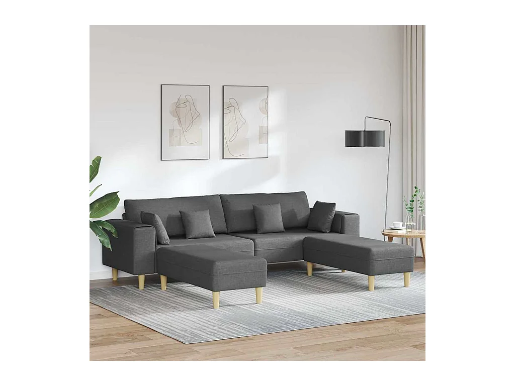 Divano in tessuto con cuscino Tessuto grigio scuro 208 cm