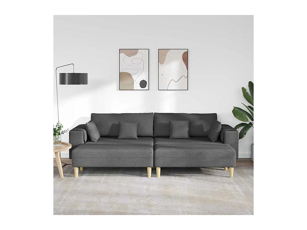 Divano in tessuto con cuscino Tessuto grigio scuro 208 cm