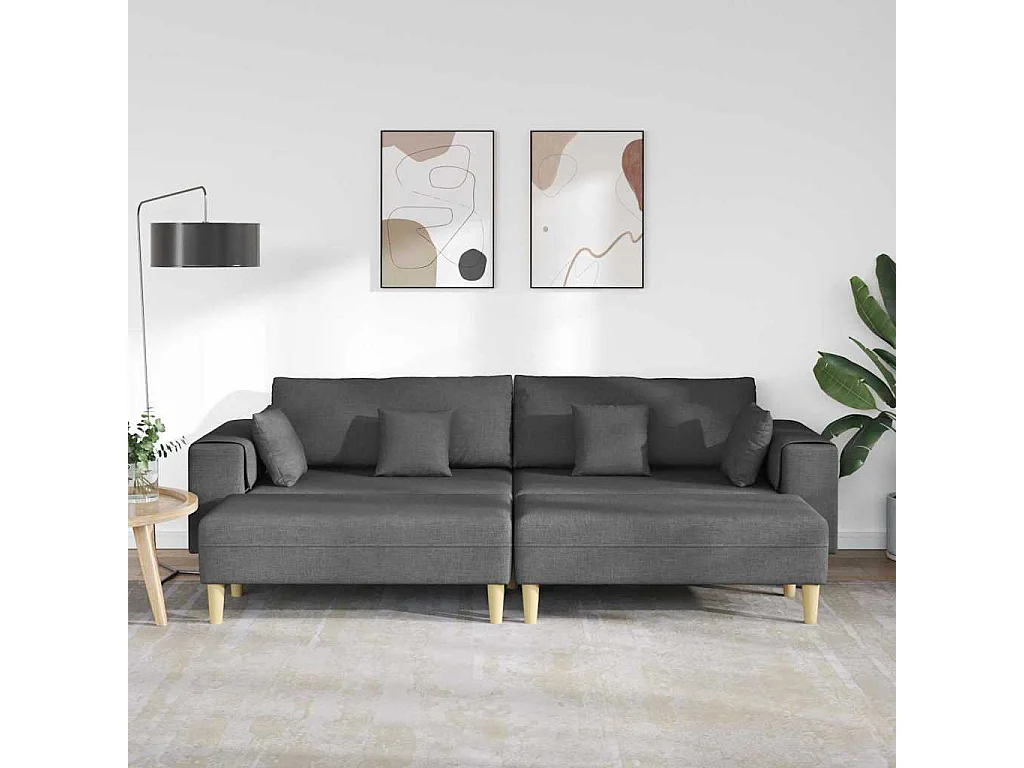 Divano in tessuto con cuscino Tessuto grigio scuro 208 cm