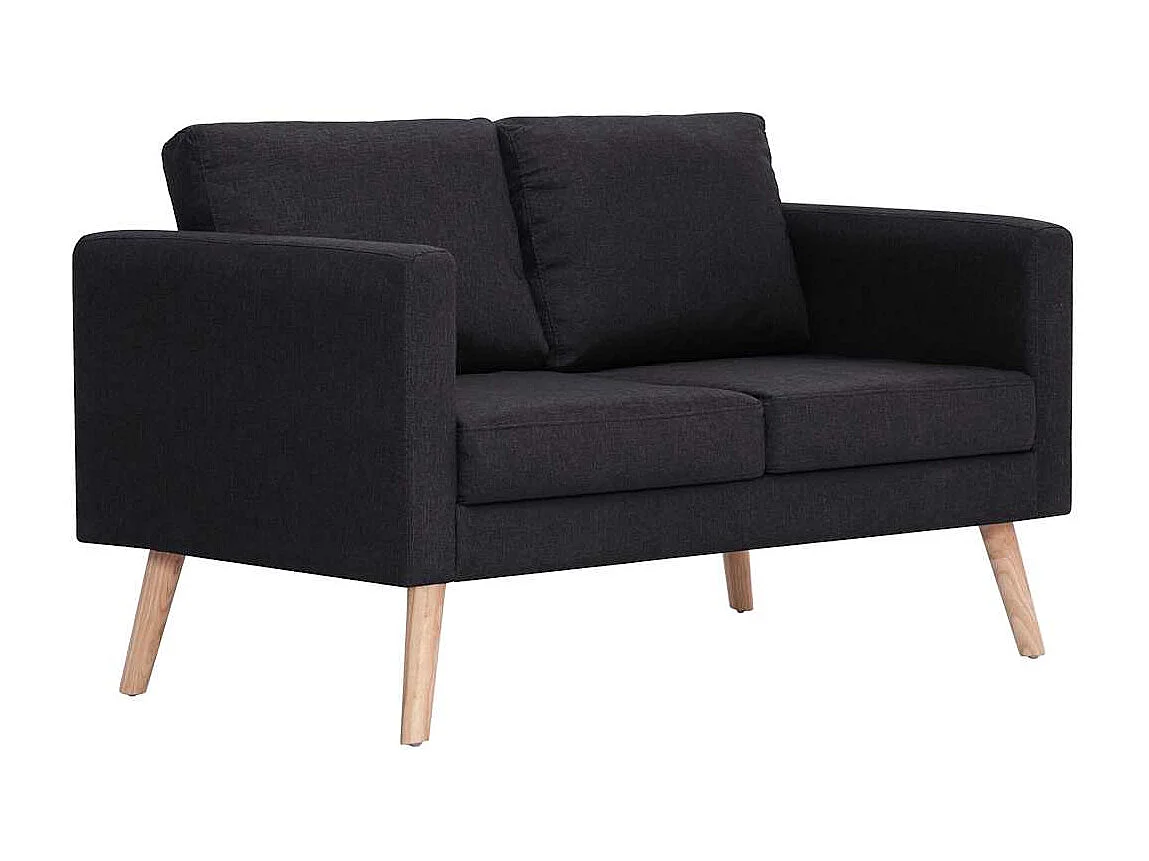 Conjunto de sofá de 2 piezas de tela negra