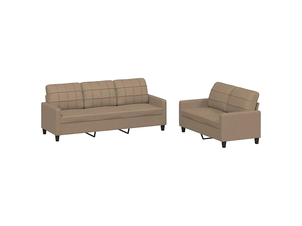 Set di divani 2 pezzi con cuscini in similpelle color cappuccino