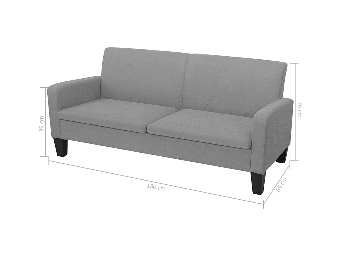 Conjunto de sofá de 2 piezas en tela gris claro