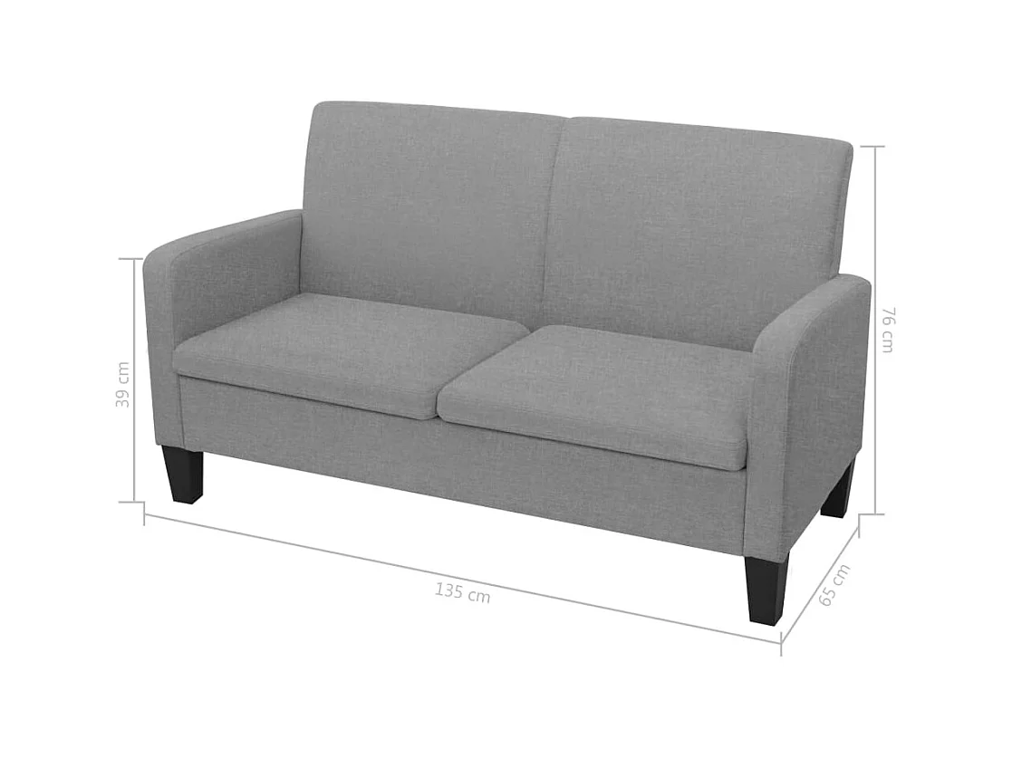 Conjunto de sofá de 2 piezas en tela gris claro