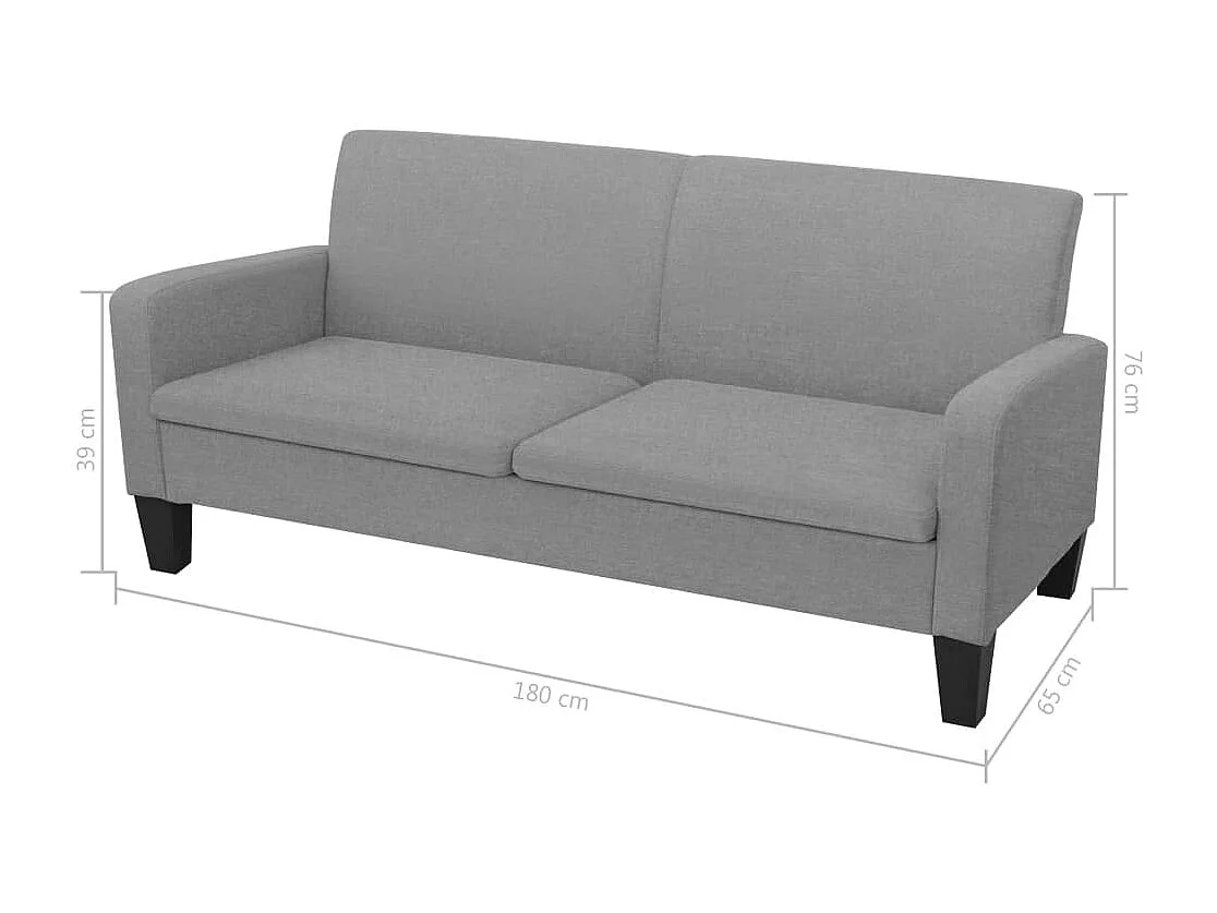 Conjunto de sofá de 2 piezas en tela gris claro