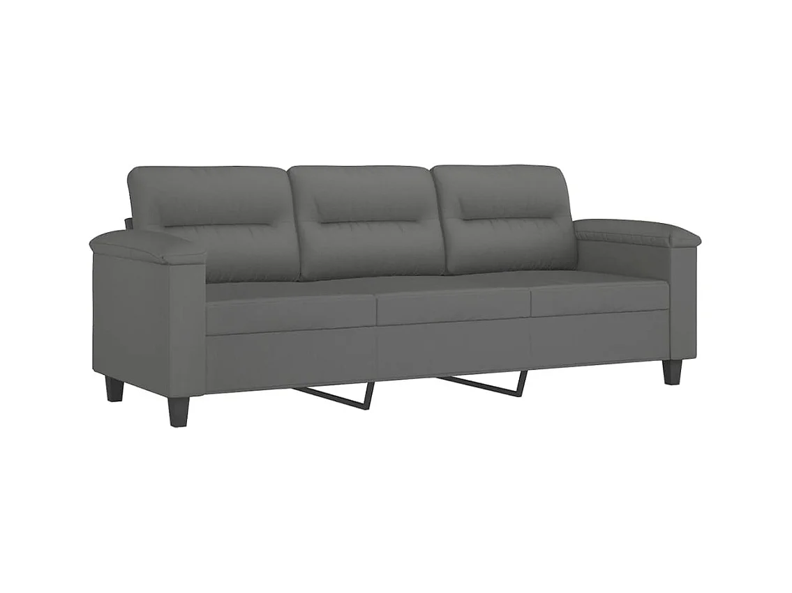 3-zitsbank met voetenbank, donkergrijs, 180 cm, microvezelstof