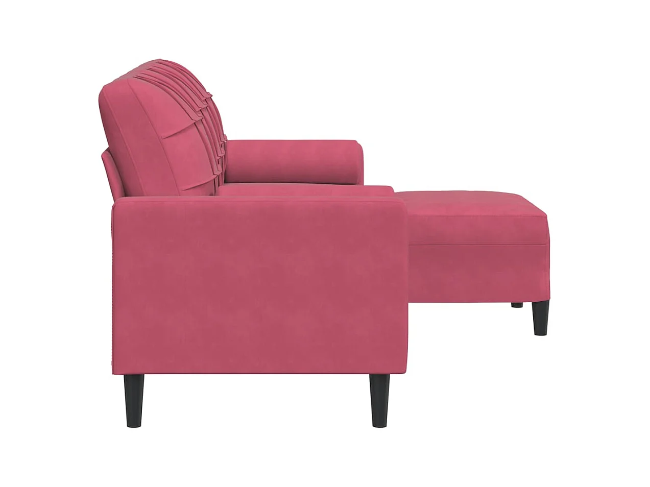 Divano 3 posti e poggiapiedi rosso bordeaux 180 cm Velluto