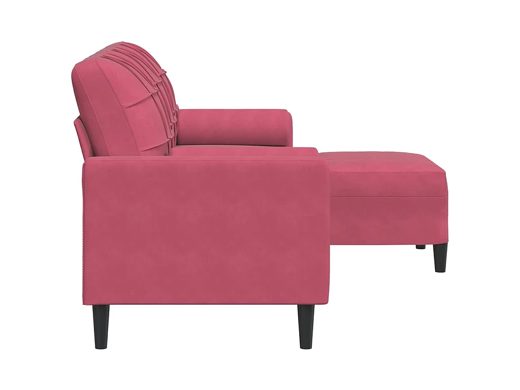 Canapé à 3 places et repose-pieds Rouge bordeaux 180 cm Velours