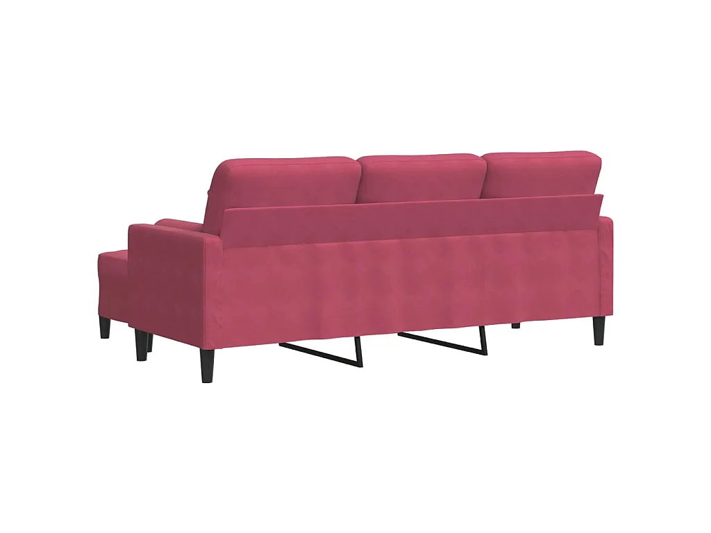 Canapé à 3 places et repose-pieds Rouge bordeaux 180 cm Velours