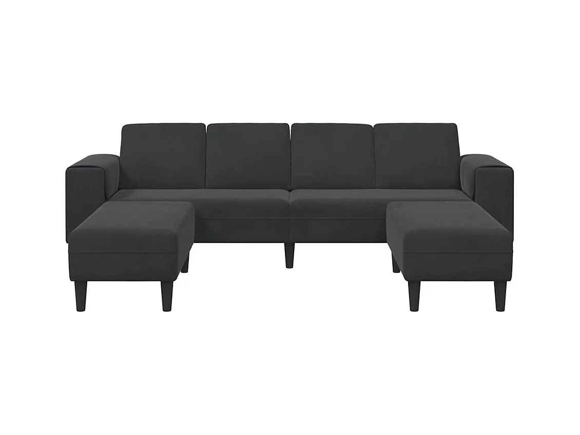 Set di divani in velluto nero da 3 pezzi