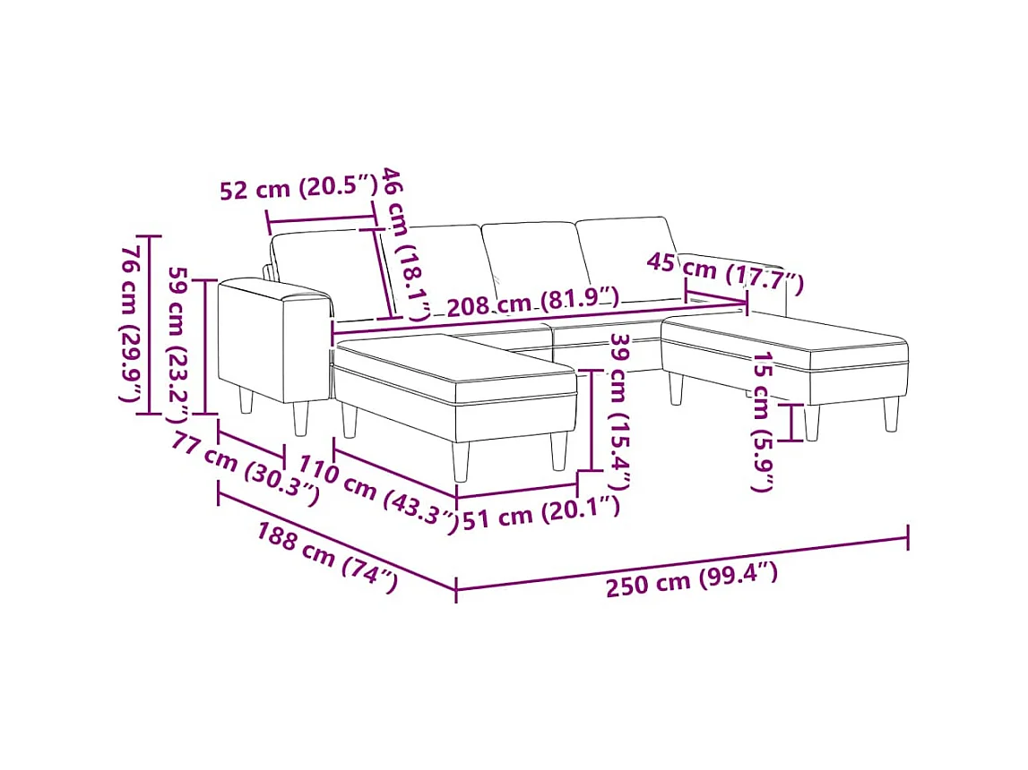 Set di divani in velluto nero da 3 pezzi