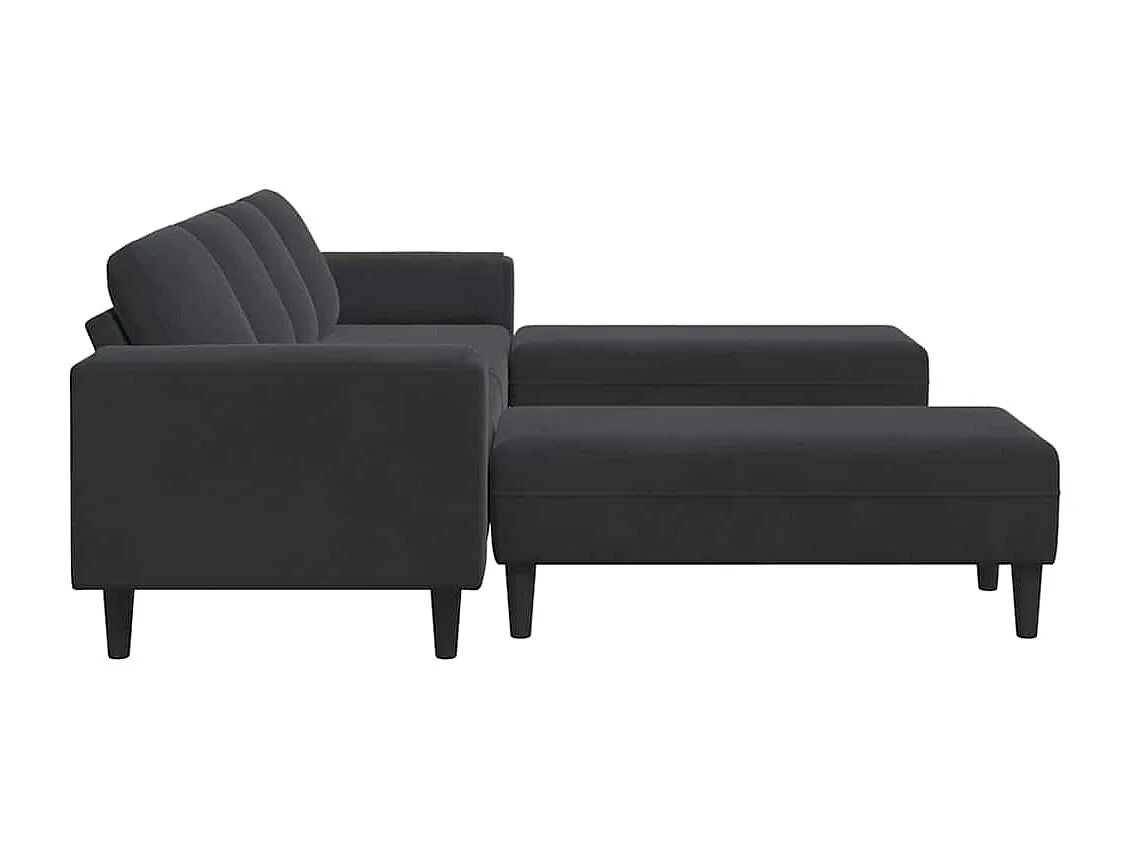 3-delige zwarte fluwelen bankset