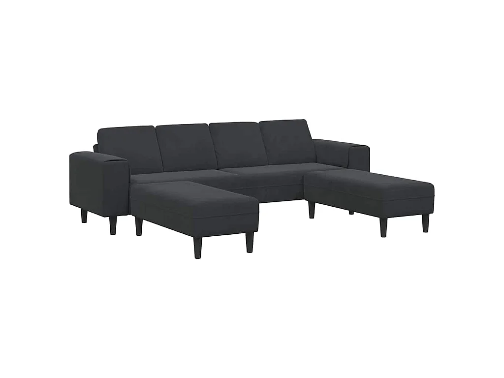 Set di divani in velluto nero da 3 pezzi
